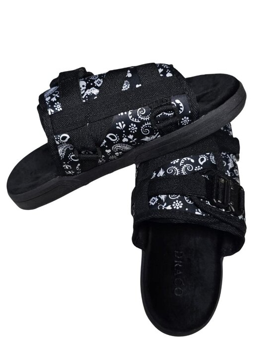 DRACO Slides Mens Shoes Size 5, 5.5, 6 Black Bandana Sandals Bandana NEW + Bag main image 4